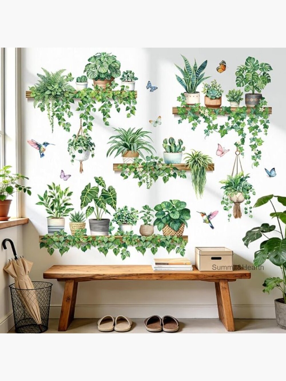Removable PVC Wall Decals Tropical Leaf Plants DIY Home Decor Stickers